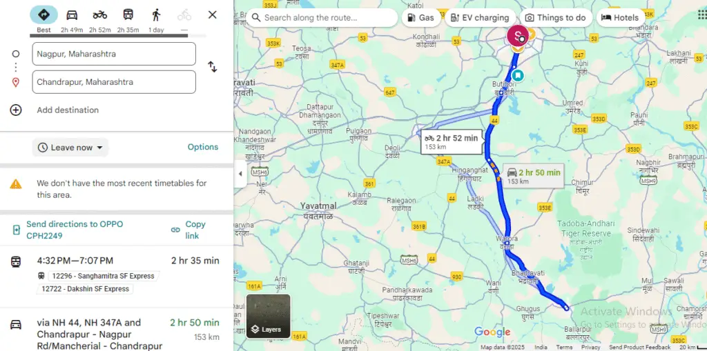 nagpur to chandarpur-one way taxi centralindiacabs