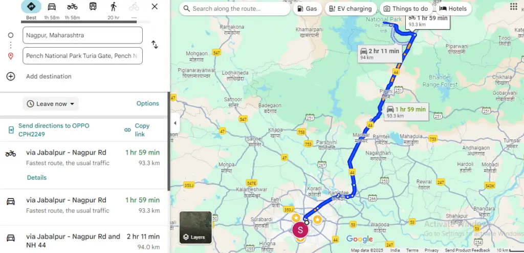 nagpur to pench one way taxi centralindiacabs